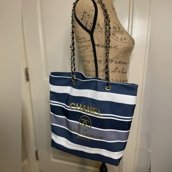 Blue/Gold Canvas Tote Bag - Picture 6 of 7